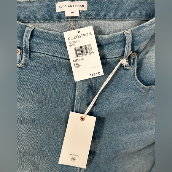 Good American Good Legs Flare Ripped High Waist Deep V Jeans Size: 15 New 33 - Picture 9 of 12